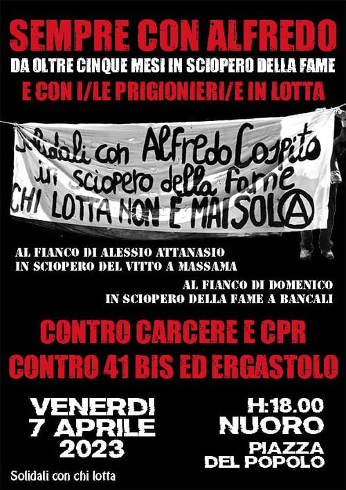 PRESIDIO SOLIDALE CON ALFREDO E CON I/LE PRIGIONIERI/E IN LOTTA