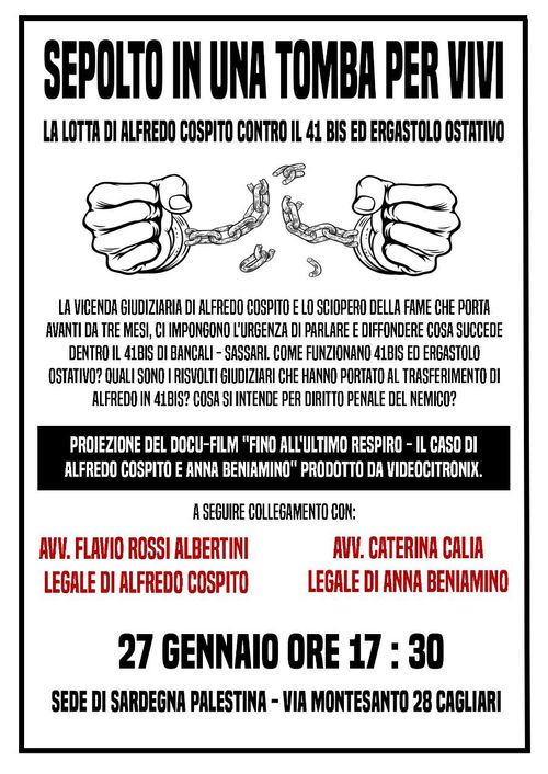 Sepolto in una tomba per vivi. La lotta di Alfredo Cospito contro 41bis ed ergastolo ostativo.