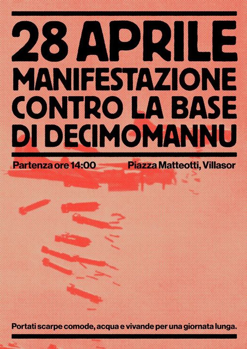 28 APRILE 2023: CORTEO CONTRO L’AEROPORTO MILITARE DI DECIMOMANNU
