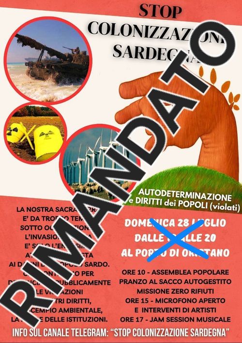 STOP COLONIZZAZIONE SARDEGNA - RIMANDATO