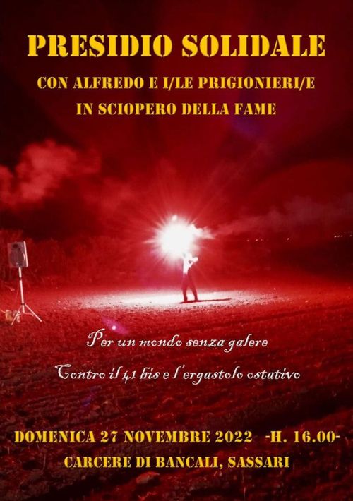 Presidio in solidarietà con Alfredo Cospito e i/le prigionirei/e in sciopero della fame