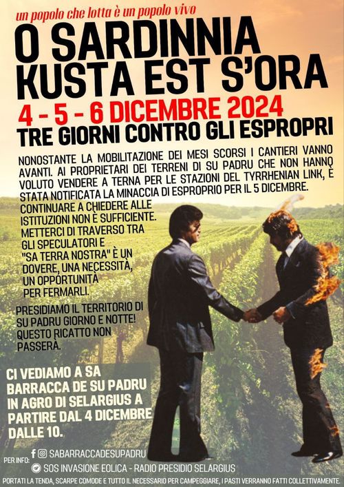 O sardinnia custa est ora - Tre giorni contro gli espropri