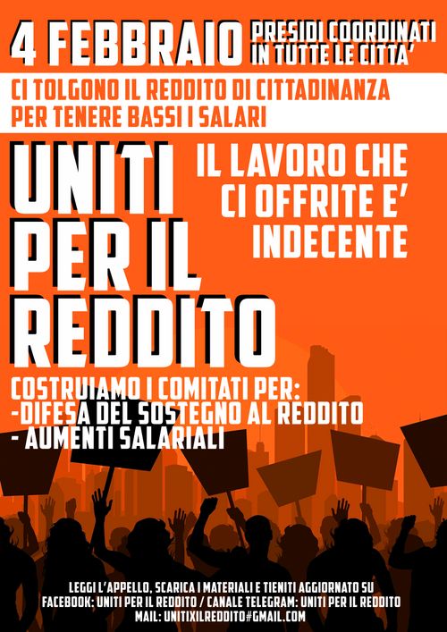 Invito per costituire Comitato a difesa del Reddito di Cittadinanza