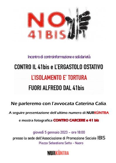 Incontro di controinfromazione e solidarietà - NO 41BIS