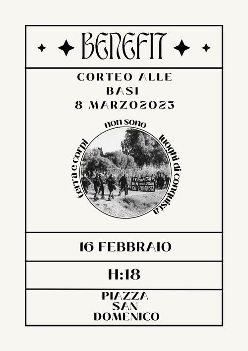Benefit per corteo antimilitarista 8 marzo