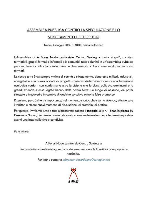 Assemblea contro la speculazione e lo sfruttamento dei territori